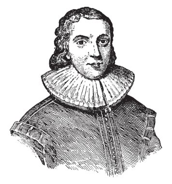 John Milton, İngiliz şair, vintage çizgi çizme veya oyma illüstrasyon yapıldı