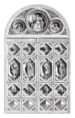 Katedral kapı, bronz, Katedral, kilise, mobilya, Rusya, vintage çizgi çizme veya oyma illüstrasyon