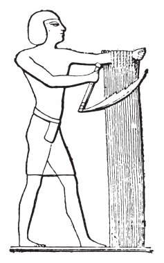 Mısır reaper, vintage illüstrasyon kazınmış.