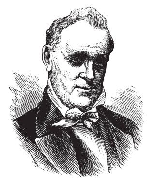 James Buchanan, 1791-1868, o 1861 ABD'ye 1857 gelen ve ABD Senatör Pennsylvania, iç savaş, vintage çizgi çizme veya oyma çizim başlamadan önce son başkanı olmak için ünlü onbeşinci başkanı oldu