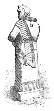 Devasa heykeli, vintage illüstrasyon kazınmış.