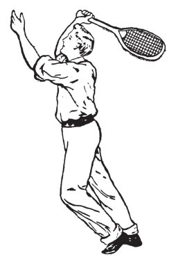 Oyuncu tenis oyunu, vintage çizim oynarken veya illüstrasyon oyma süre modu sunan olduğu gösterilmiştir.