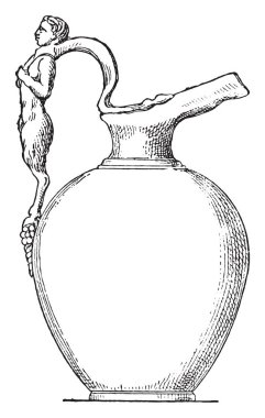 Vazo holding petrol, vintage illüstrasyon kazınmış. Antik antika aile-1881, özel hayatı