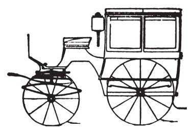Omnibus veya genel kullanım, vintage çizgi çizme veya oyma illüstrasyon modern moda arabaları ve araçlar olan gurney.