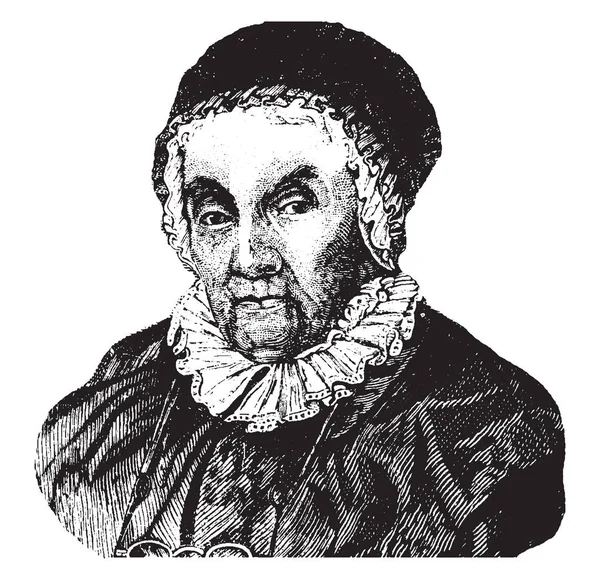 Каролина Лукреция Гершель 1750 1848 Немецкий Астроном Рисунок Винтажных Линий — стоковый вектор