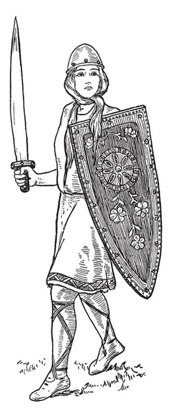 Скандинавской Мифологии Фригги План Согласно Которому Женщины Связывают Свои Длинные — стоковый вектор