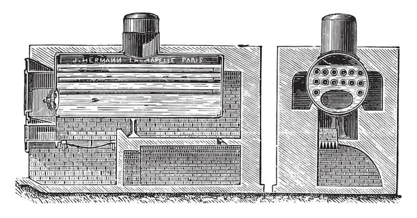 Caldera Semitubular Combinada Ilustración Grabada Vintage Enciclopedia Industrial Lami 1875 — Archivo Imágenes Vectoriales