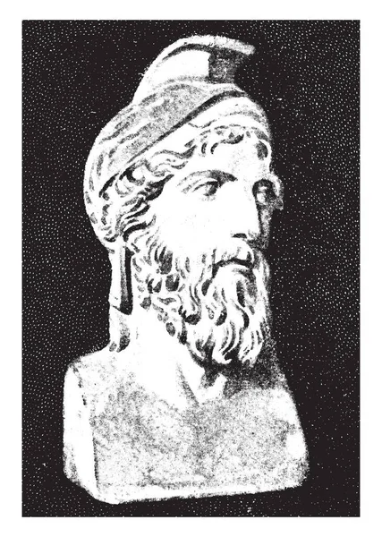 Miltiades 550 489 Era Estadista Ateniense Dibujo Línea Vendimia Ilustración — Archivo Imágenes Vectoriales