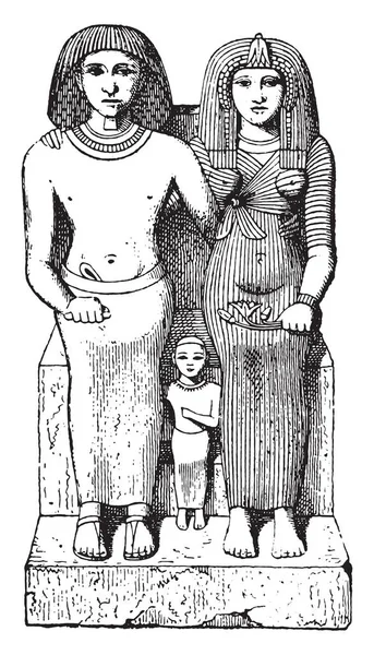 Egyptische Familie Vintage Gegraveerd Illustratie — Stockvector