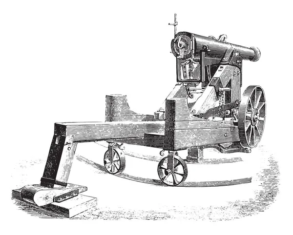 Cannone 138M Vedetta Quadrata Modificata Illustrazione Incisa Epoca Enciclopedia Industriale — Vettoriale Stock