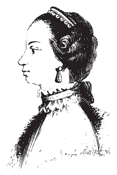 英国夏洛特皇后 1744 1818 她是大不列颠和爱尔兰女王 复古线条绘画或雕刻插图 — 图库矢量图片