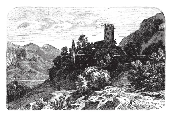 Château Falkenstein Est Une Ruine Château Haut Moyen Âge Dans — Image vectorielle