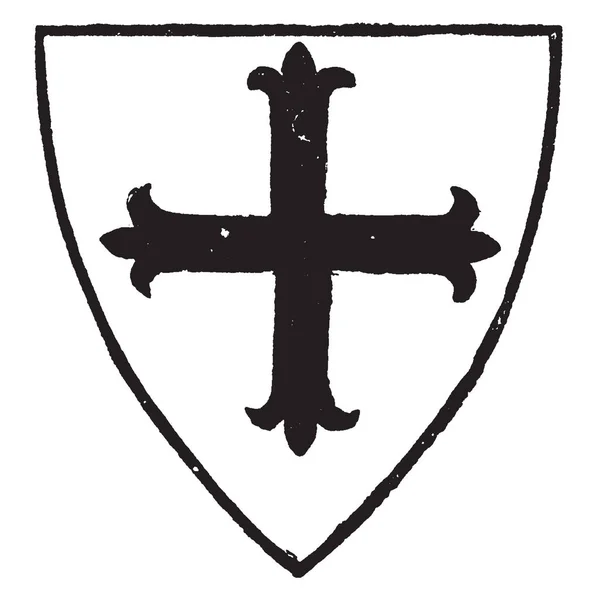 Cross Fleury Portato Tra Braccia Lord Brougham Vaux Disegno Linee — Vettoriale Stock