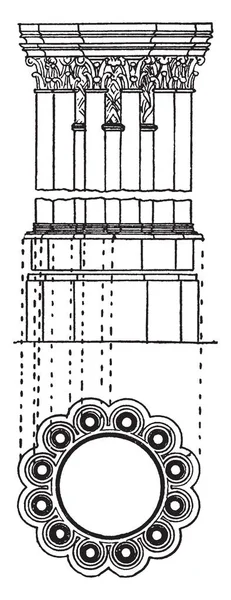 Masse Grappes Capitale Feuilletée Élaborée Terme Architectural Colonne Grappes Dessin — Image vectorielle