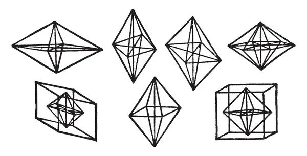 Questo Diagramma Rappresenta Cristalli Forme Disegno Linee Vintage Incisione Illustrazione — Vettoriale Stock