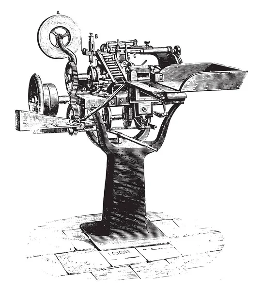 Máquina Cigarros Vintage Gravada Ilustração Enciclopédia Industrial Lami 1875 —  Vetores de Stock