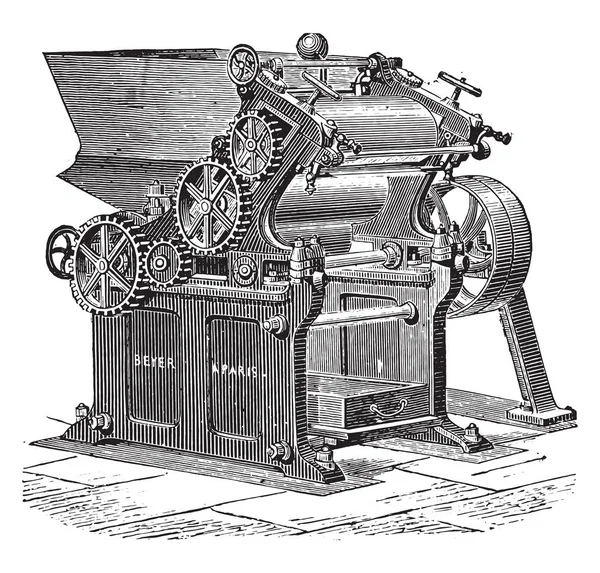 Laminator Grinder Vintage Gegraveerd Illustratie Industriële Encyclopedie Lami 1875 — Stockvector