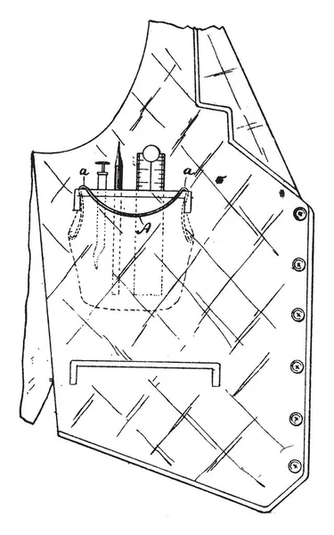 口袋保护器的设计是整齐地装在男人的衬衫的乳房口袋里 复古线条画或雕刻插图 — 图库矢量图片