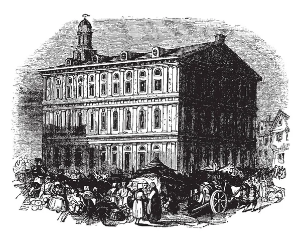 Salle Faneuil Est Situé Boston Massachusetts Nommé Après Peter Faneuil — Image vectorielle