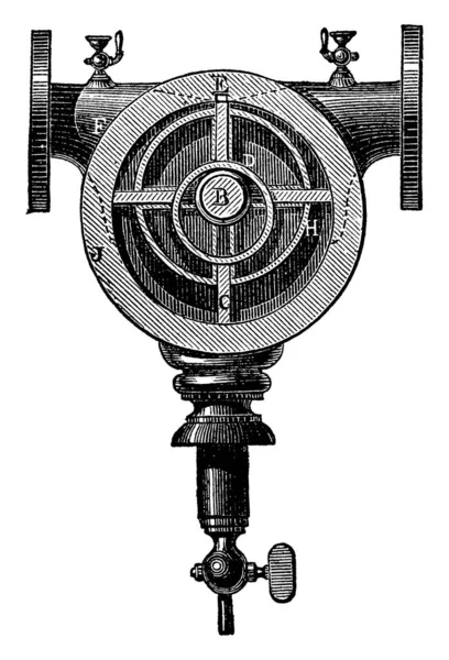 Típusú Forgódugattyús Szivattyú Egy Négy Raklapok Vintage Vésett Illusztráció Ipari — Stock Vector