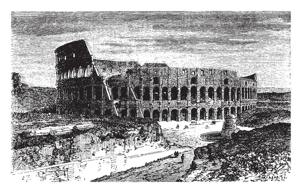 Coliseo Romano Ubicado Roma Anfiteatro Elíptico Más Grande Construido Durante — Vector de stock