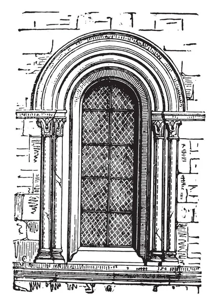 Chalons Our Lady Penceresine Vintage Illüstrasyon Kazınmış Endüstriyel Ansiklopedi Lami — Stok Vektör