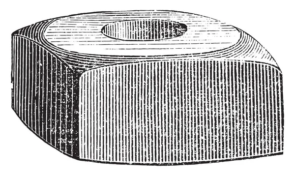 Vierkante Moer Vintage Gegraveerd Illustratie Industriële Encyclopedie Lami 1875 — Stockvector