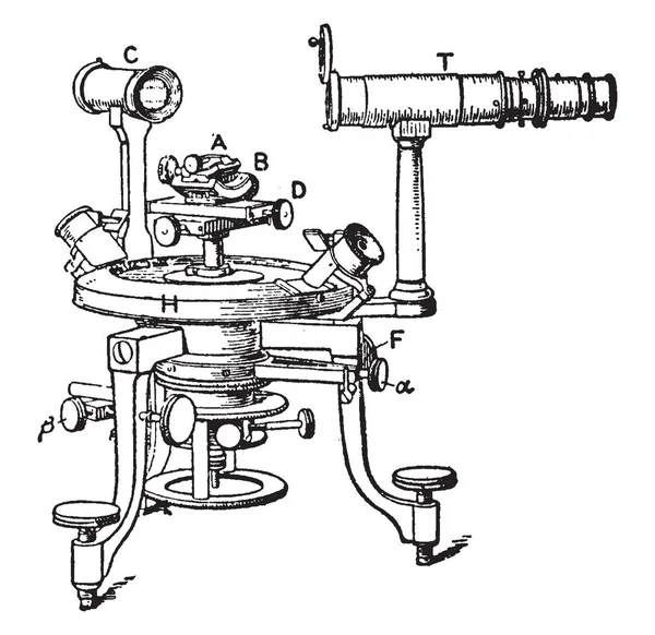 Goniometer Egyik Eszköze Kristályok Vintage Vonalas Rajz Vagy Metszet Illusztráció — Stock Vector