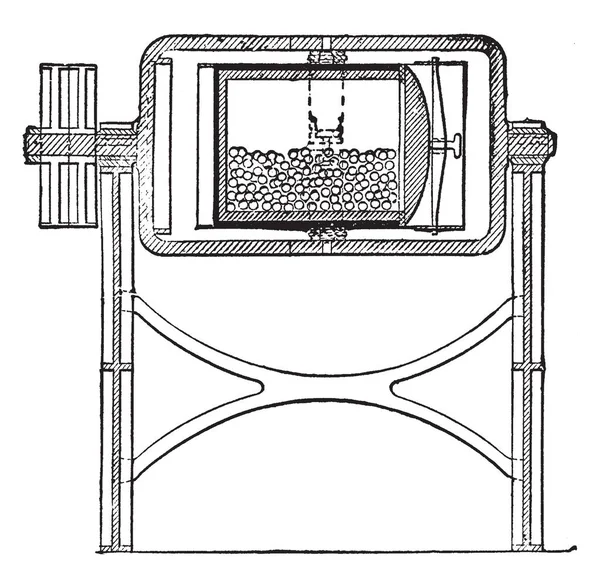 Diagramme Représente Jar Mill Dessin Ligne Vintage Illustration Gravure — Image vectorielle