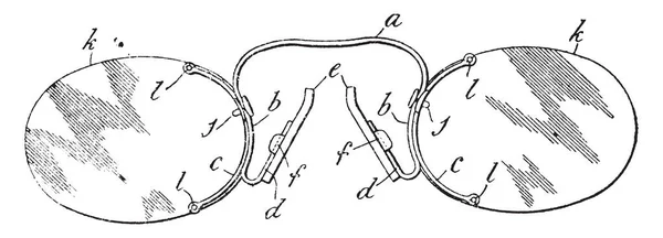 Pince Nez Bril Worden Zonder Oortjes Vintage Lijntekening Gravure Illustratie — Stockvector