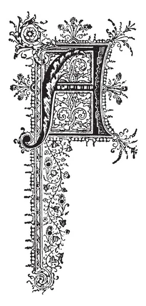 Декоративная Заглавная Буква Рисунок Винтажной Линии Гравировка — стоковый вектор