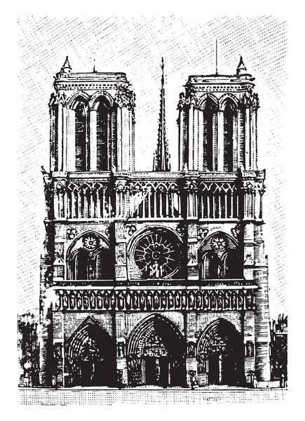 Notre Dame Vista Frente Nossa Senhora Paris Catedral Simplesmente Notre — Vetor de Stock