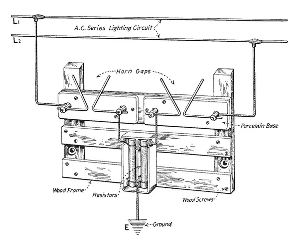 Una Imagen Horn Gap Protector Que Contiene Circuito Iluminación Serie — Vector de stock