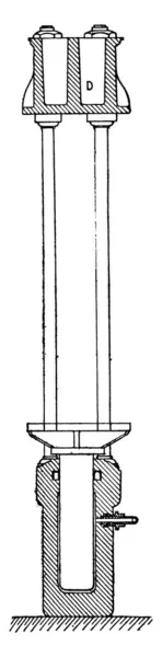 Avsnitt Hydraulisk Press Vintage Ingraverad Illustration Industriella Encyklopedi Lami 1875 — Stock vektor