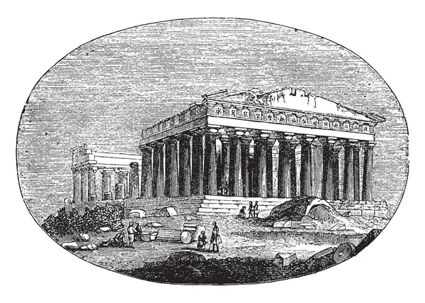 Modern Parthenon Atinalılar Dönmek Için Attica Onların Şehir Harap Onların — Stok Vektör