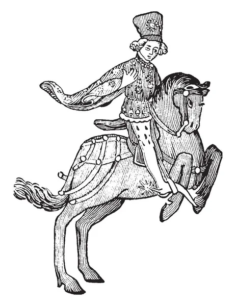 Escudero Chaucer Canterbury Tales Esta Foto Muestra Escudero Montando Caballo — Archivo Imágenes Vectoriales