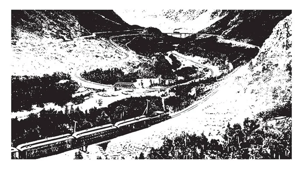 ユニオン パシフィック動作北米プレミア鉄道フランチャイズ ビンテージ ライン描画 アメリカ合衆国の西部の の州をカバーやイラストを彫刻 — ストックベクタ