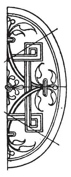 Renaissance Elliptic Panel Diseño Alemán Dibujo Línea Vintage Ilustración Grabado — Vector de stock