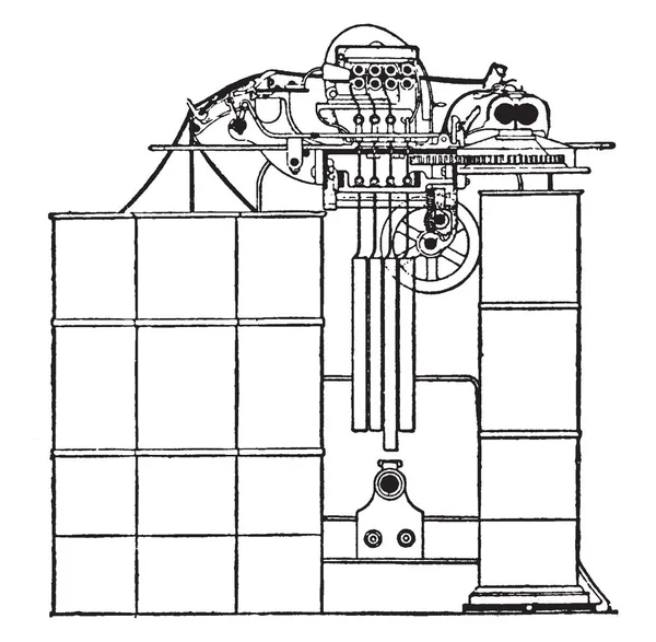 Questa Illustrazione Rappresenta Funzione Disegno Telaio Linea Vintage Disegno Incisione — Vettoriale Stock