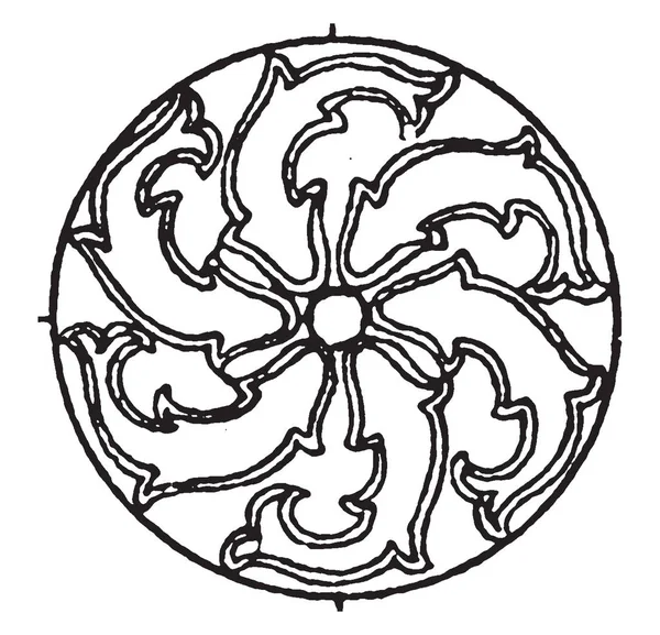 Arabian Circular Panel Утопленное Украшение Металлическом Полотне Винтажный Рисунок Линии — стоковый вектор