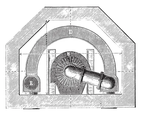 Ampia Fornace Seminterrato Illustrazione Incisa Vintage Enciclopedia Industriale Lami 1875 — Vettoriale Stock