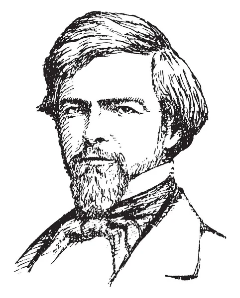 艾萨克 史蒂文斯 1818 1862 他是华盛顿领土的第一位州长 复古线条画或雕刻插图 — 图库矢量图片