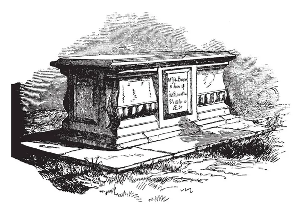 班扬的陵墓 英国最著名的作家和清教徒传教士之一 复古线画或雕刻插图 — 图库矢量图片