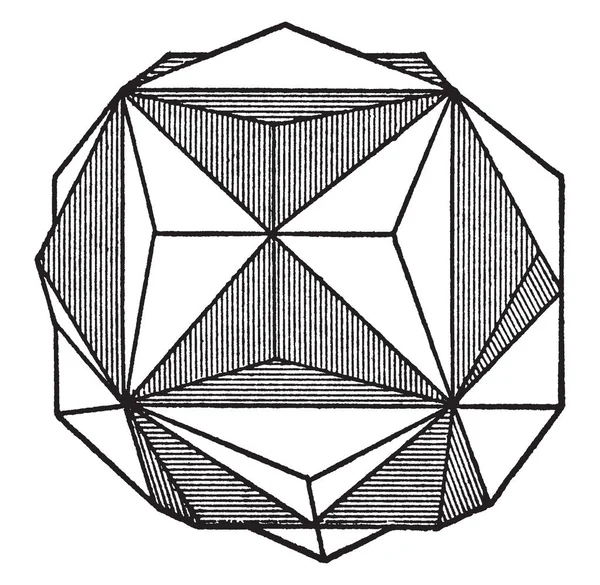 Questo Diagramma Rappresenta Penetrazione Gemella Pirite Disegno Linee Vintage Incisione — Vettoriale Stock