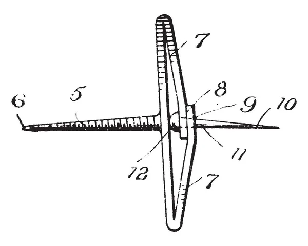 Bevestiger Van Het Apparaat Een Hardware Apparaat Vintage Lijntekening Gravure — Stockvector