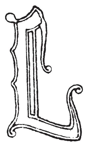 古い英語の手紙 ビンテージ ライン描画または彫刻の図 — ストックベクタ