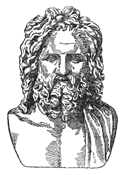 Esta Imagen Zeus Son Otricoli Este Hombre Viejo Dibujo Línea — Vector de stock