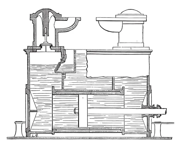 Compresseur Hydraulique Piston Illustration Gravée Vintage Encyclopédie Industrielle Lami 1875 — Image vectorielle