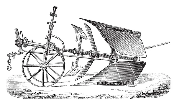 Doppio Aratro Brabante Delahaye Illustrazione Incisa Epoca Enciclopedia Industriale Lami — Vettoriale Stock