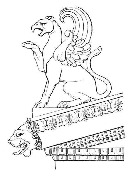 Acroteria Desde Templo Minerva Egina Ápice Dos Ángulos Inferiores Adornos — Archivo Imágenes Vectoriales